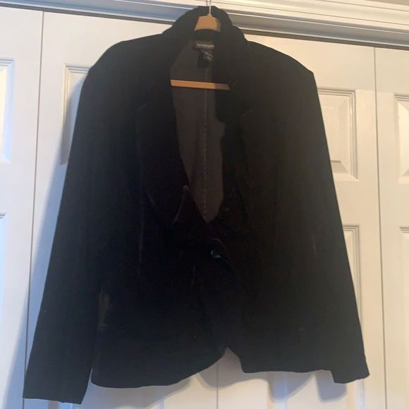 Lane Bryant Jackets & Blazers - Lane Bryant Black Velour Ruffle Jacket Blazer 24